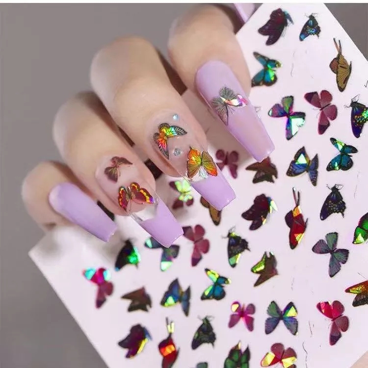 All 3D Laser Holographic Nail Stickers for Nails Manicure Nail Art Decals Stickers