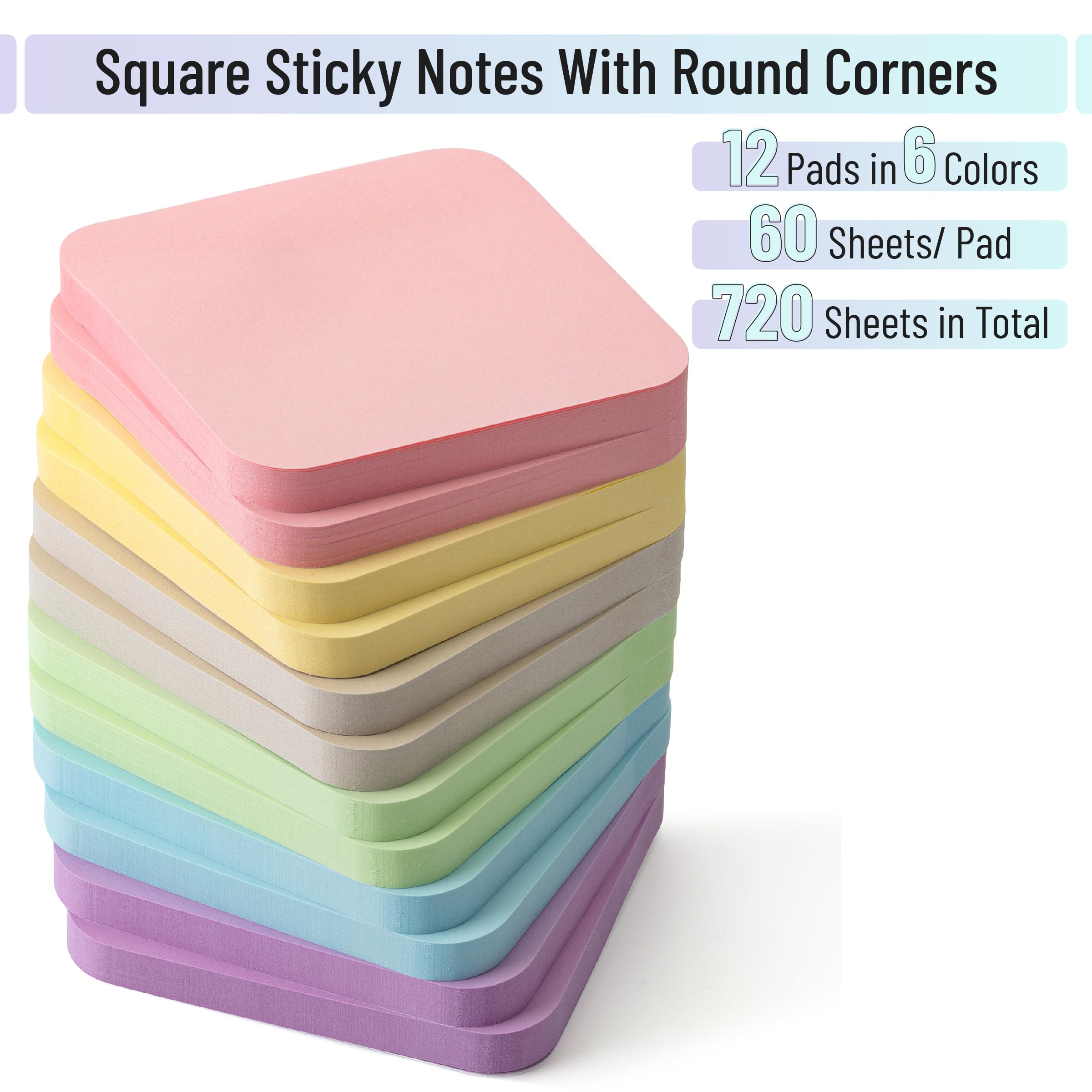 Creative Paper Sticky Note with Round Corner & Multiple-color Colorful Sticky Note Sticky Pads Note Pad