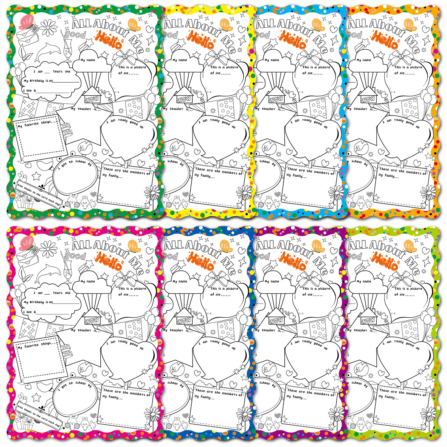 Kid DIY Coloring Big Write-and-Read Learning Posters Read All About Me Fill in Posters For Elementary Classroom School Supplies