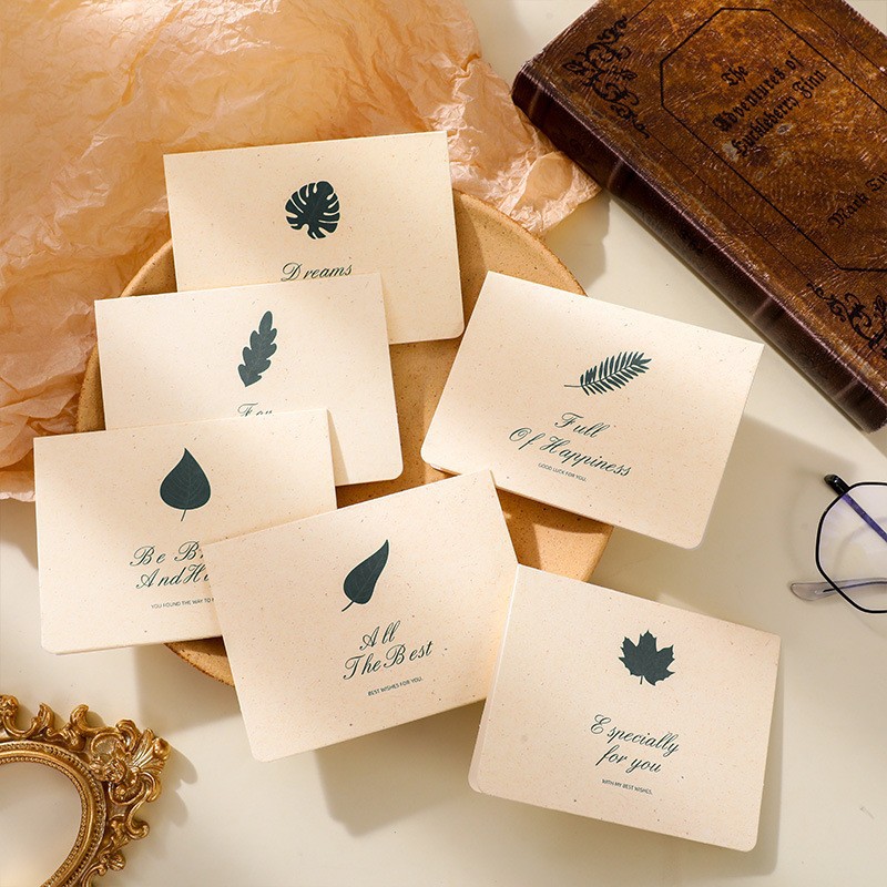 Thick Paper Matte 250GMS Greenery Small Thank You Card for Clients Customized Greeting Cards with Logo
