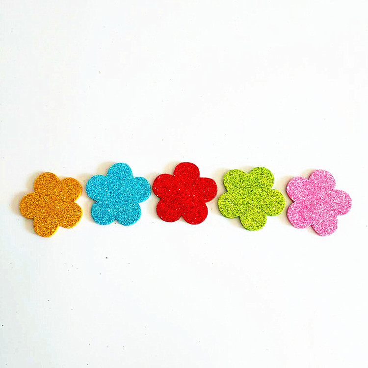 EVA Foam Puffy Die Cut Rainbow Glitter Stickers Sparkle Flower Shaped Decoration