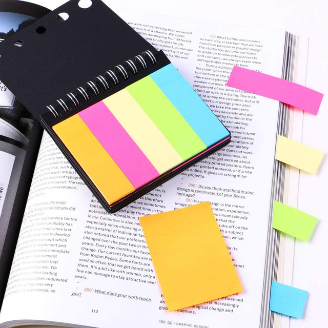 Deluxe Sticky Memo Notes Holder with Index Tab FCustom Spiral Bound 