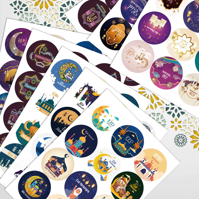 Eid Mubarak Round Ramadan Gift Tag Sticker Muslim Journal Stickers