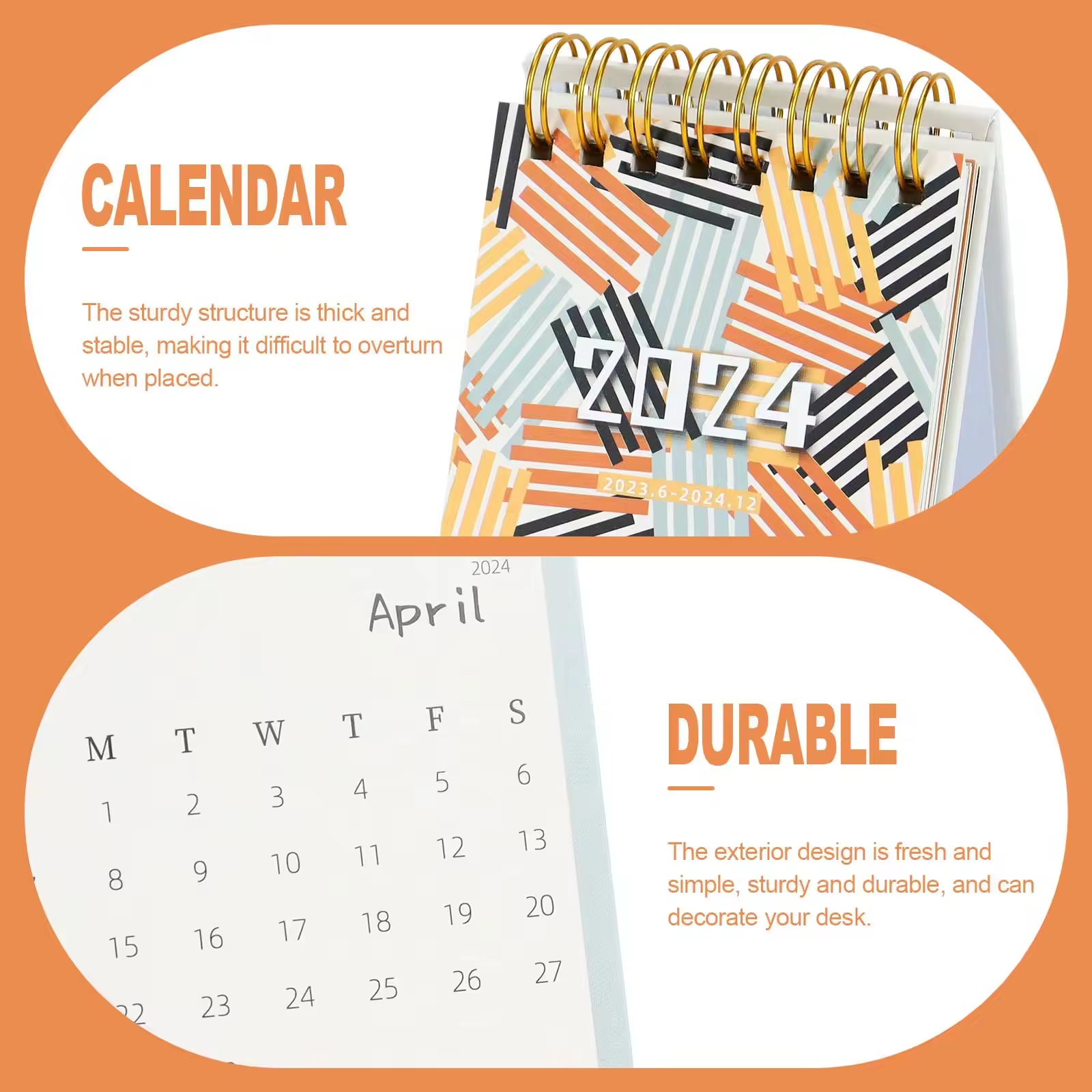 2024 Mini Desk Calendar 4.1" X 3" Eco-friendly Thick Paper Flip Monthly Memo Notes Calendar