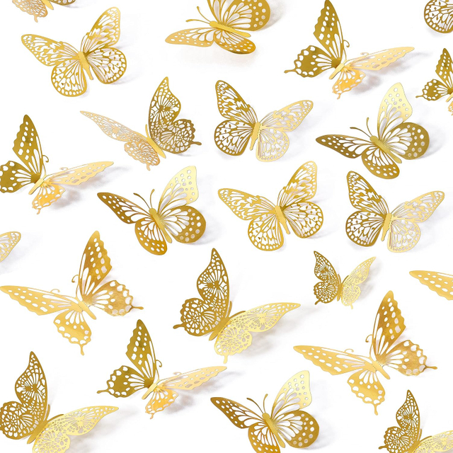3D Metallic Butterfly Wall Decor 3d Butterfly Removable Wall Stickers