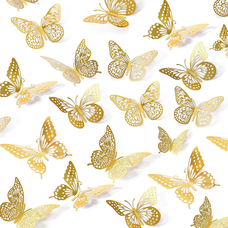 3D Metallic Butterfly Wall Decor 3d Butterfly Removable Wall Stickers