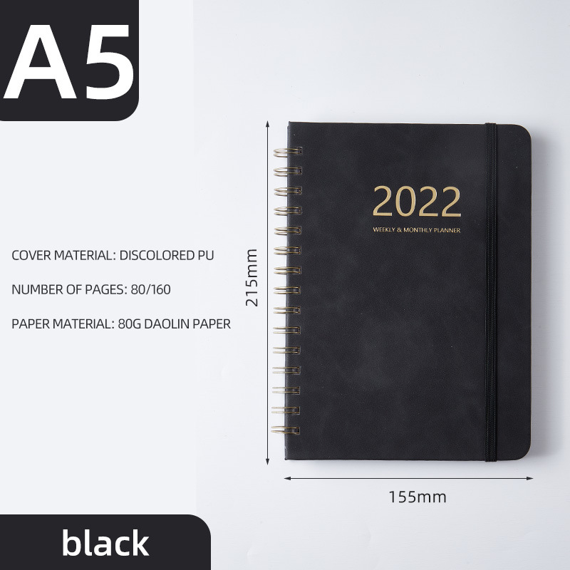 2022 Daily Calendar Planner Notebook PU Leather Bound Spiral Notebook