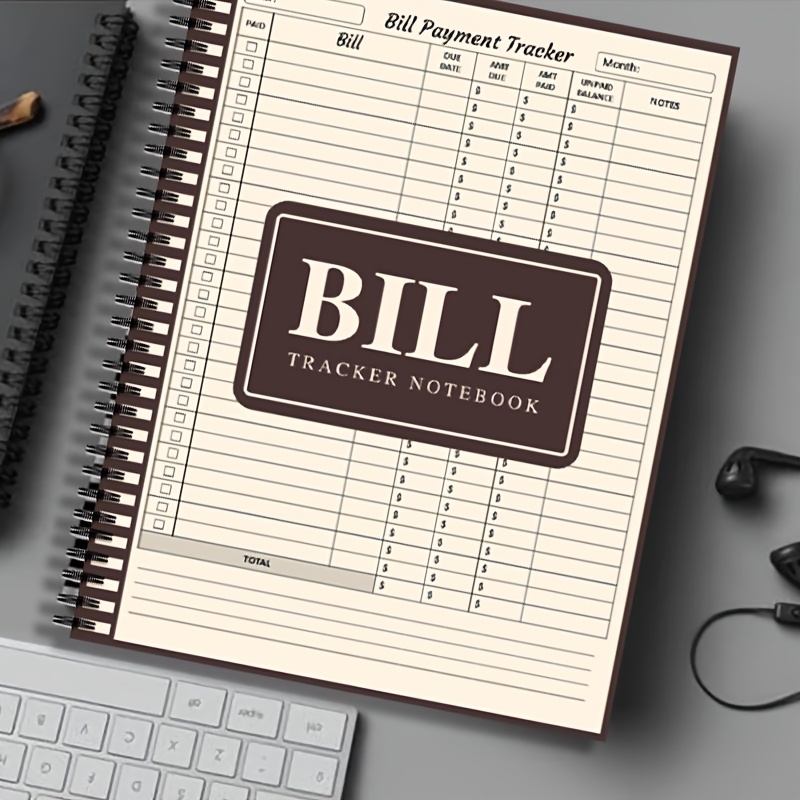 Monthly Spiral-Bound Notebook - Bill Tracker & Budget Planner with Payment Checklist for Adults