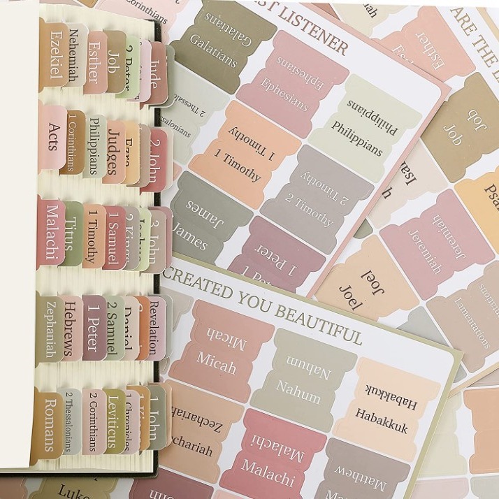 Custom Pink Laminated Bible Journaling Supplies Bible Tabs Sticker Bible Index Tabs for Women