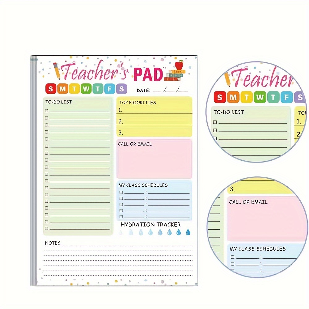 Teacher's Daily Planner Pad - Ultimate Weekly Organizer with Top Priorities To-Do List Notes Section