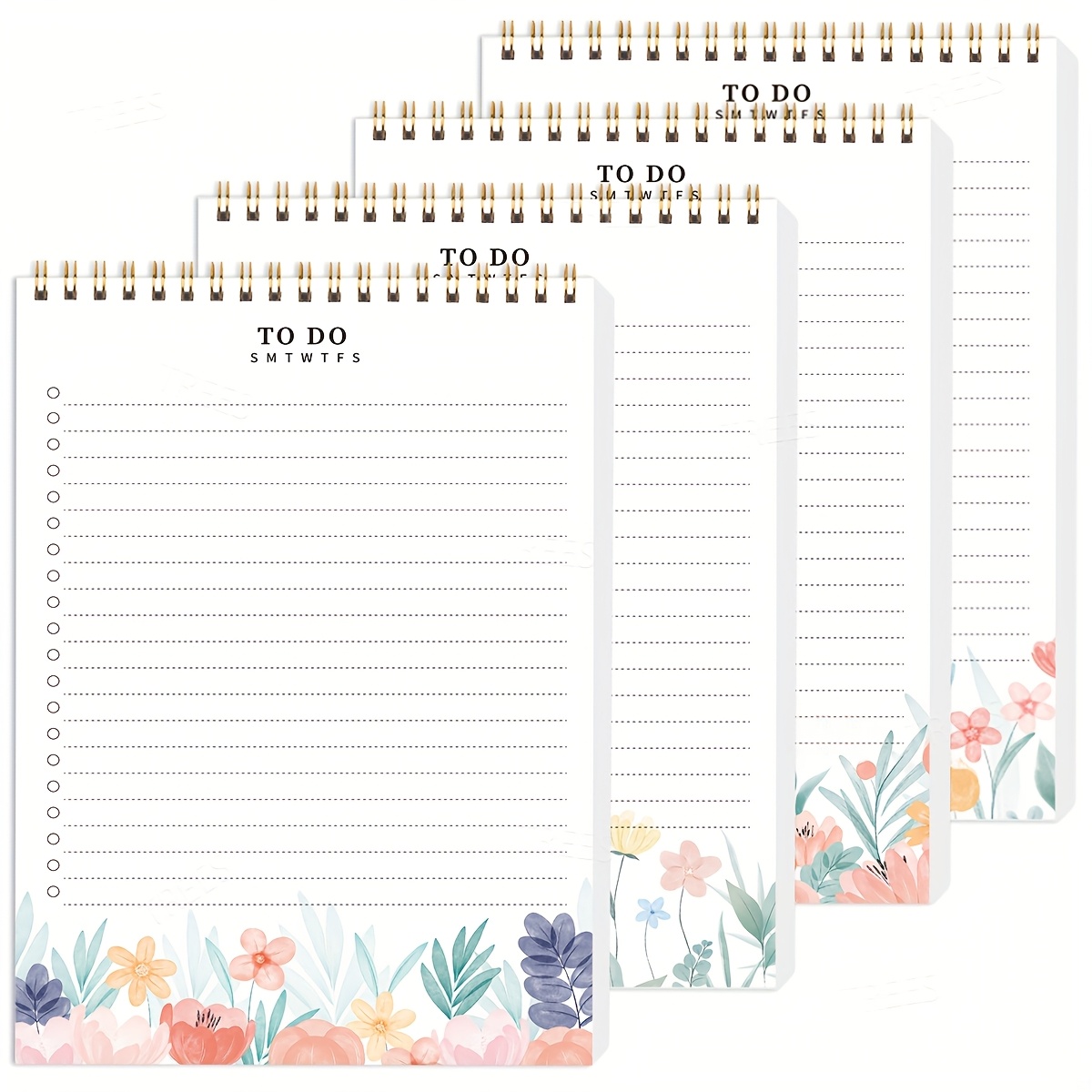 Tear-Off To Do List Notepad with Colorful Floral Style Daily Planner Spiral Simple Multi-Purpose Productivity Organizer