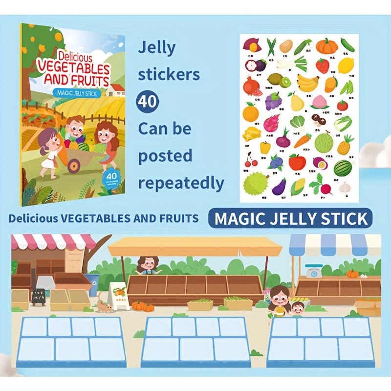 Reusable Sticker Book Animal Farm Princess Vehicles Ocean Dinosaurs, Reusable Sticker Books for Toddlers, Travel Toys