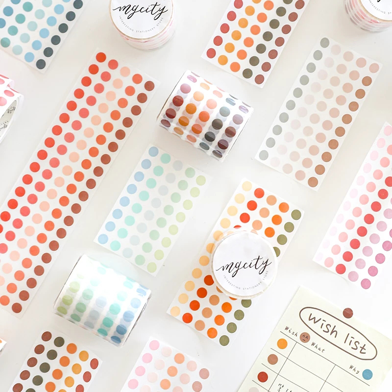 1 Roll Base Element Decorative Adhesive Tape Dot Masking Tape DIY Scrapbook Sticker Label Japanese Stationery 