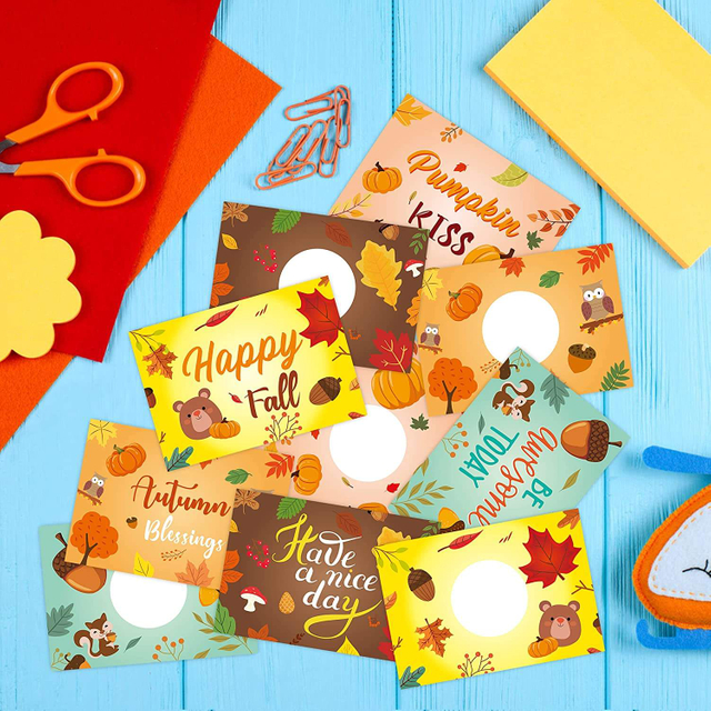 Scratch Off Sticker Card Happy Thanksgiving Blank Gift Certificate Custom Printing for Holiday Party