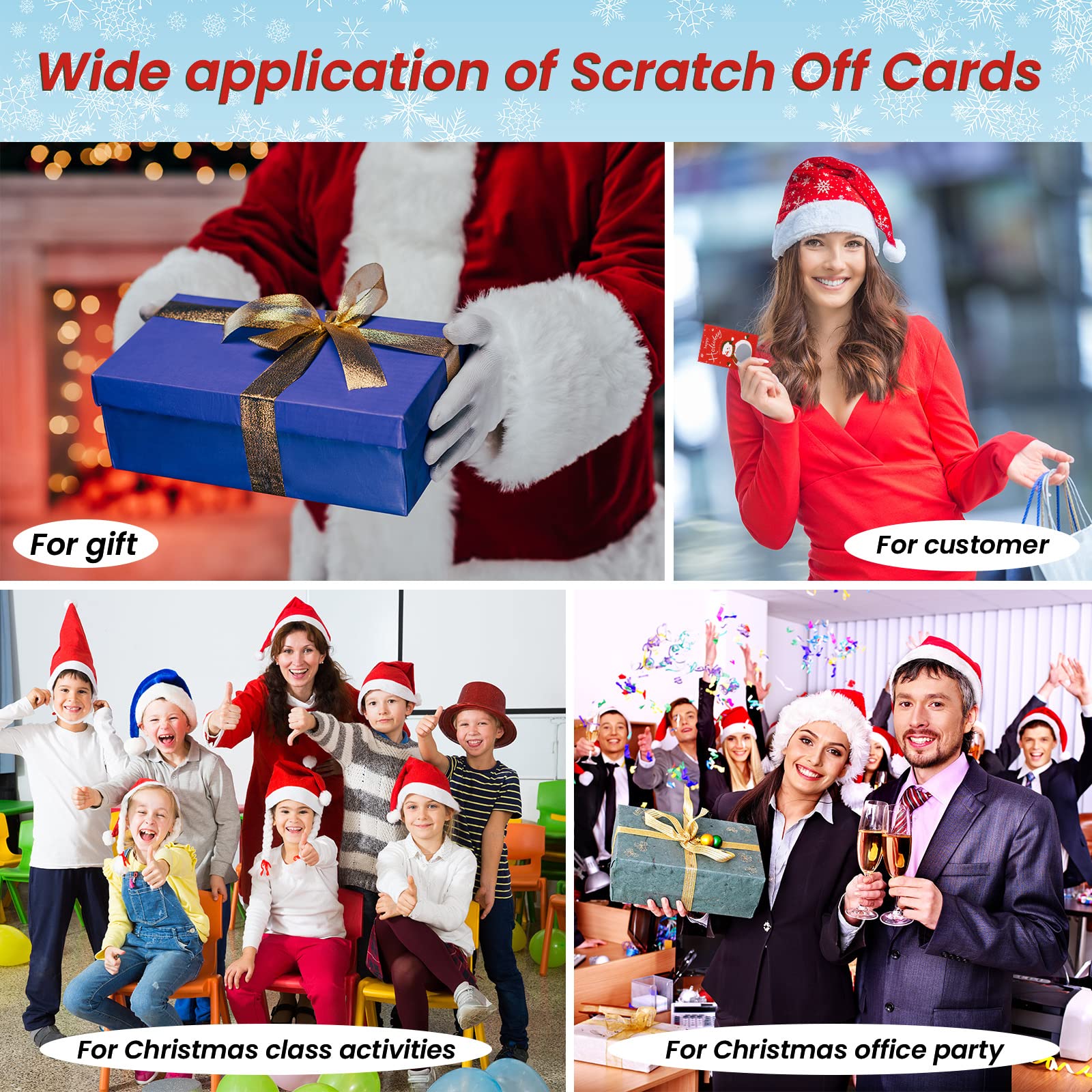 Christmas Scratch Off Cards Stickers Christmas Party Games Vouchers Festive Raffle Tickets Holiday Business Prize Drawings for Kids Adults Families Events