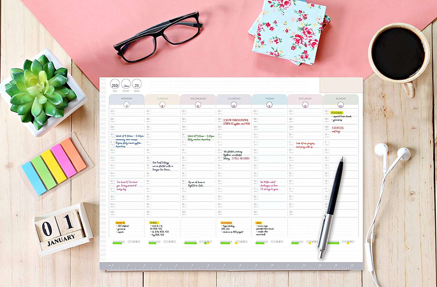 Personalized Weekly Planner Custom Pad To Do List Notepad Organizer Day Planner Simple Desk Planner
