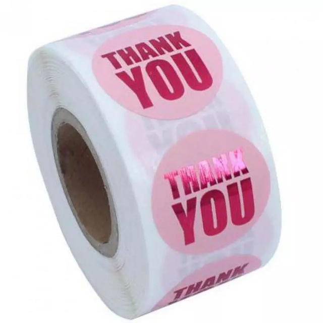 Custom Thank You Logo Stickers 500pcs Adhesive Label Sticker Paper Rainbow Silver Roll for Business Package Box Gift Present