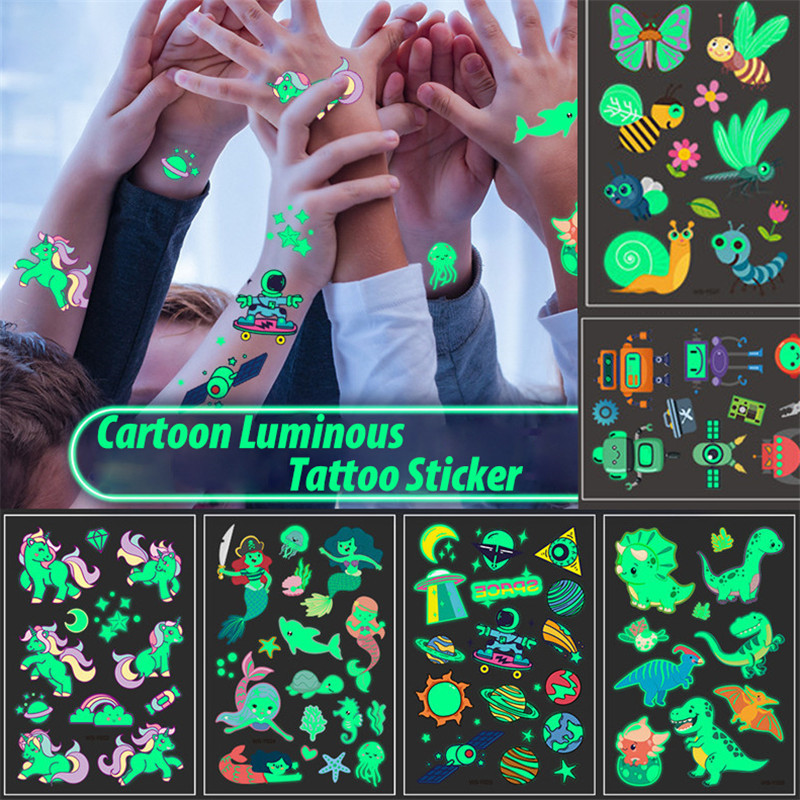 Cartoon Luminous Tattoos Stickers for Child Kids