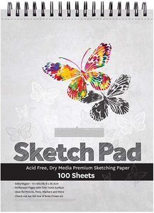 9x12" Premium Sketch Book Hardback Spiral Bound Kids Sketchbook Acid-Free Drawing Paper Watercolor Sketchbooks