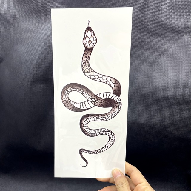 Custom Temporary Tattoo Sticker Sheet Waterproof Animals Fake Big Size Black Snake Stickers for Women Men Body Waist Arm Leg 