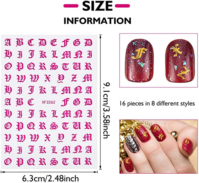 Custom Design Trending Adhesive Stickers Letter Nail Sticker Art Luxury Old English Alphabet for Women Girls Home Nail Decoration