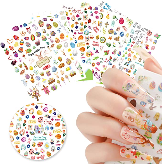 Children Bunny Nail Easter Egg Stickers Custom Logo Designs Self Adhesive Nail Art Decals Butterfly for Kids Girls Women