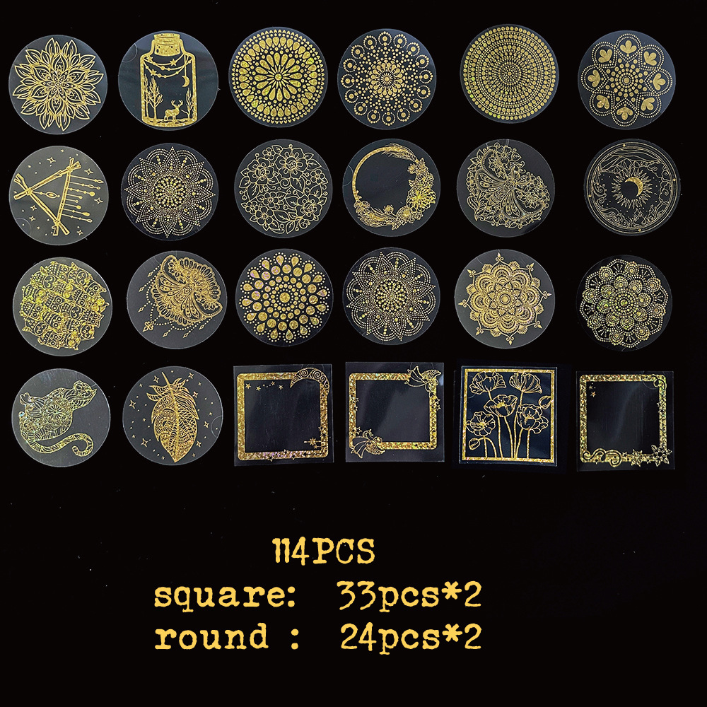 Holographic Hot Stamping Craft Stickers Gold Glitter Stickers for Junk Journals, Planners, Scrapbooking