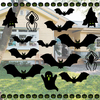 Halloween Party Window Clings Decor Scary Silhouette Spooky Glow in The Dark Halloween Luminous Bat Halloween Bat Stickers