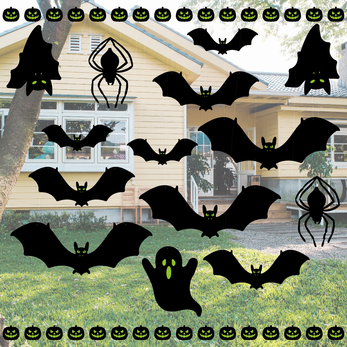 Halloween Party Window Clings Decor Scary Silhouette Spooky Glow in The Dark Halloween Luminous Bat Halloween Bat Stickers