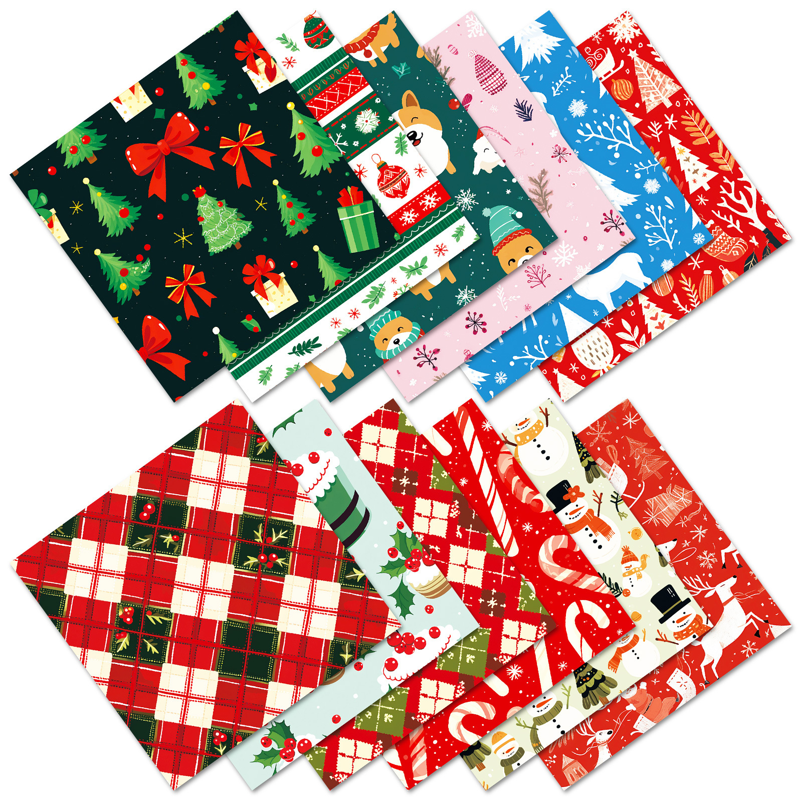 12 Designs 6 X 6 Christmas Pattern Scrapbook Paper Double-Sided Xmas Craft Paper Pad