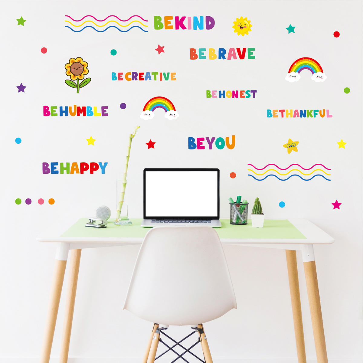 Colorful Inspirational Quotes Wall Decals Watercolor Wall Decal Wall Stickers for Classroom School Kids Bedroom