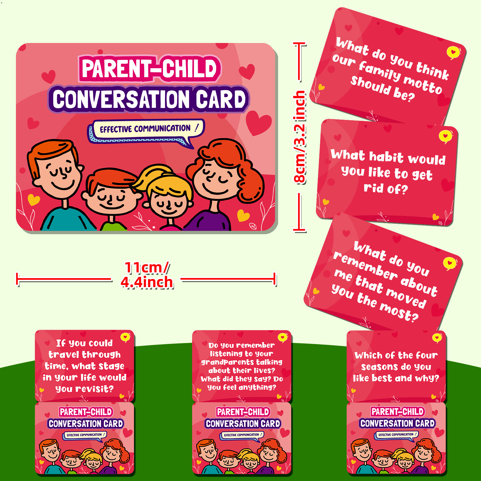 Custom 50 Fun Conversation Question Cards Double-sided Family Conversation Cards for Kids & Parents