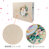 Elegant Gold Foil And Window Pocket Linen Cover Wedding Guest Book with Gold Crystal Diamond Pen And Table Sign for Party