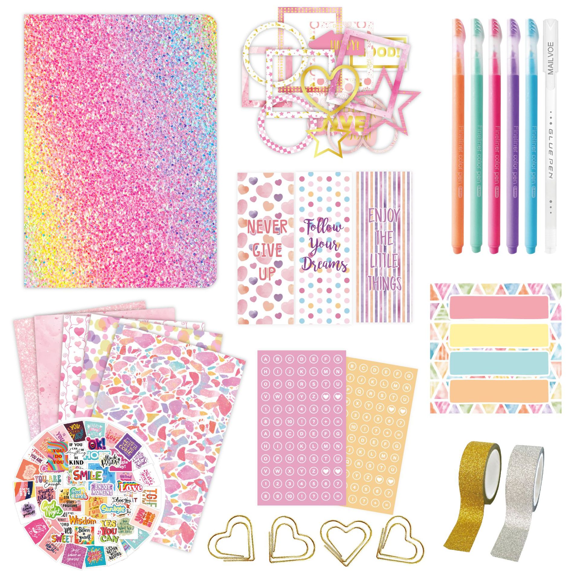 2025 Customized DIY Pen And Journal Set for Tween & Teen Girls Journaling Art Crafts Kit with Thin Stickers Scrapbook Set