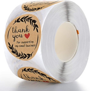 Custom Thank You for Supporting My Small Business Stickers Round Kraft Labels Stickers Roll