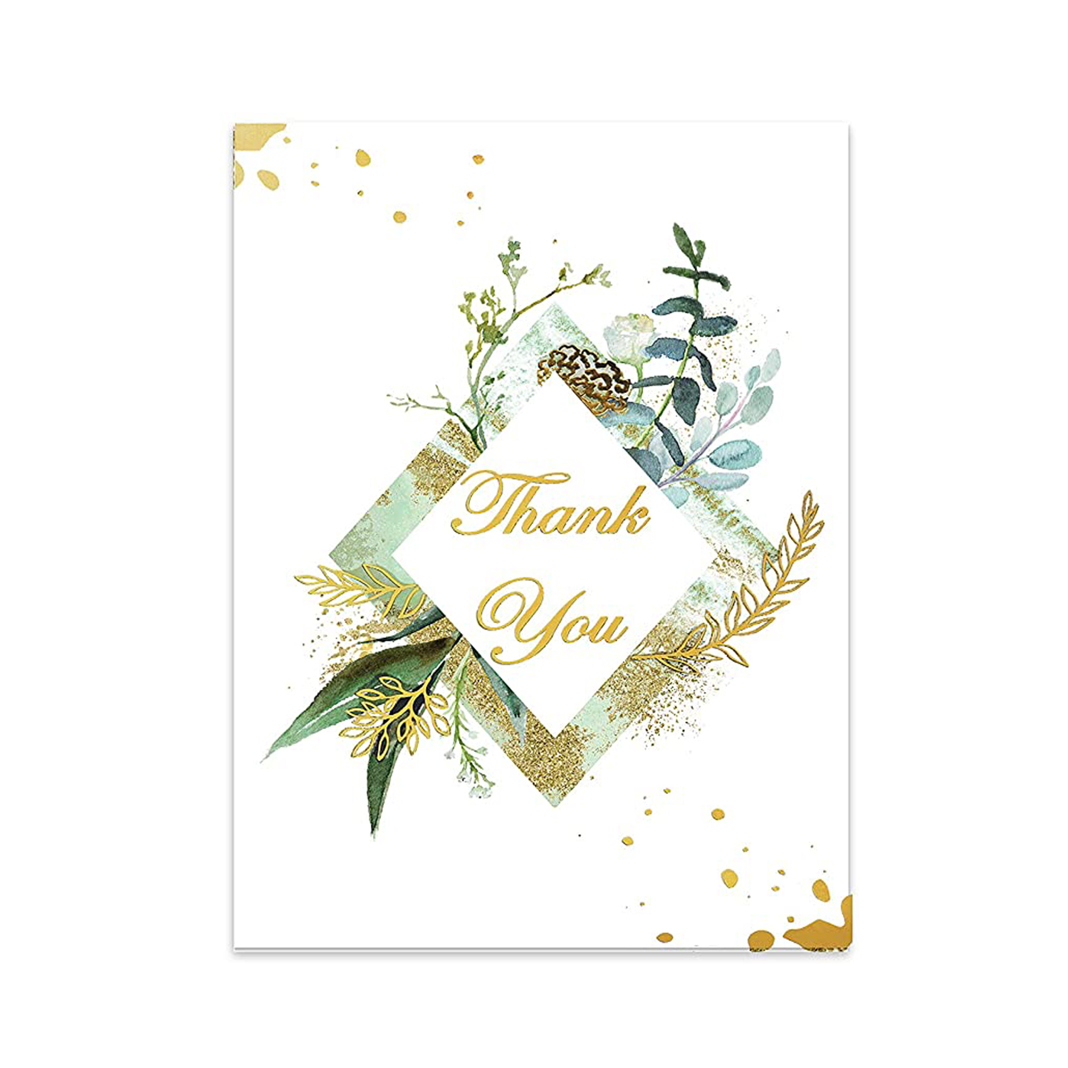 Gold Foil Greenery Thank you Cards with Envelopes