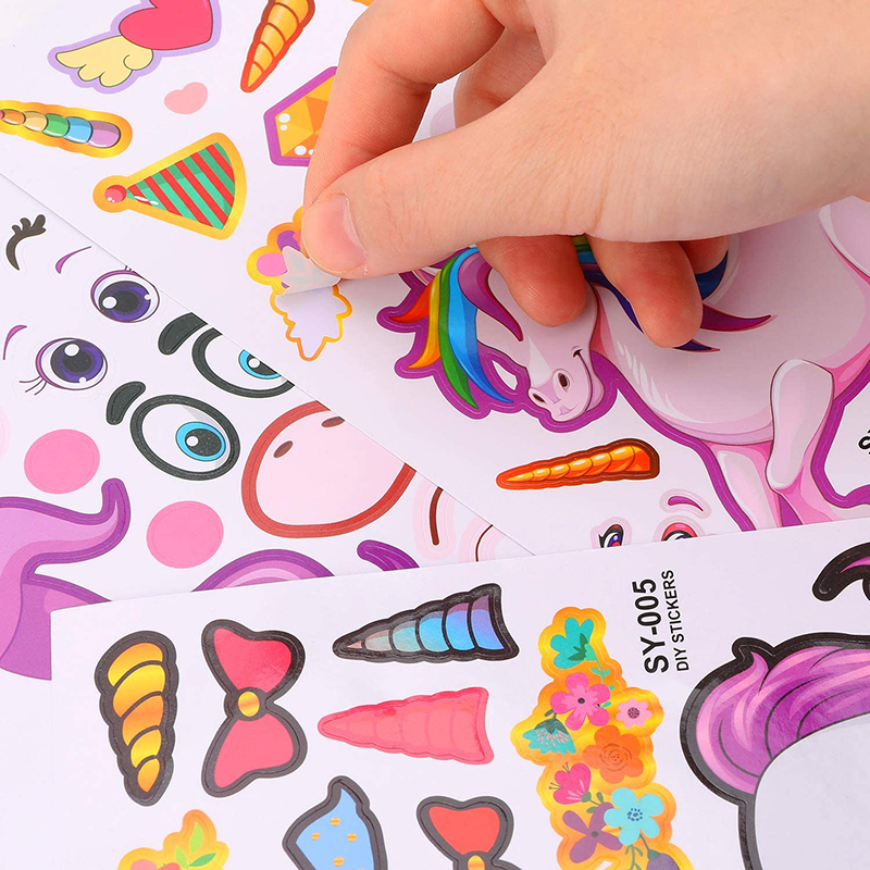Kids DIY Craft Reusable Sticker Make A Unicorn Face Stickers