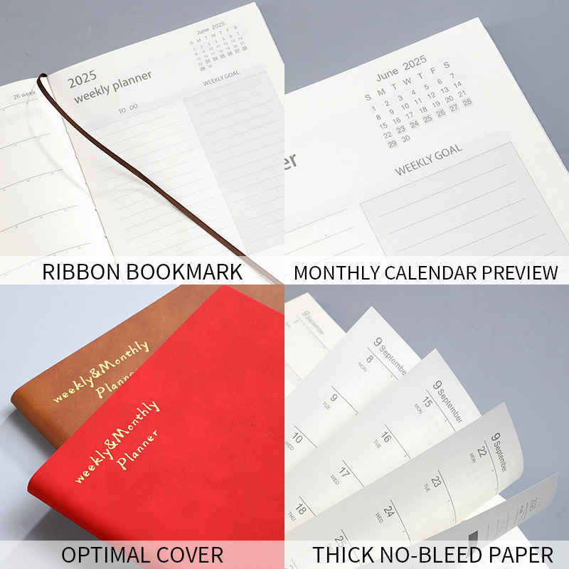 Customised International Sublimation English Unique Diary for 2025 with Soft Leather Cover Weekly & Monthly Planner
