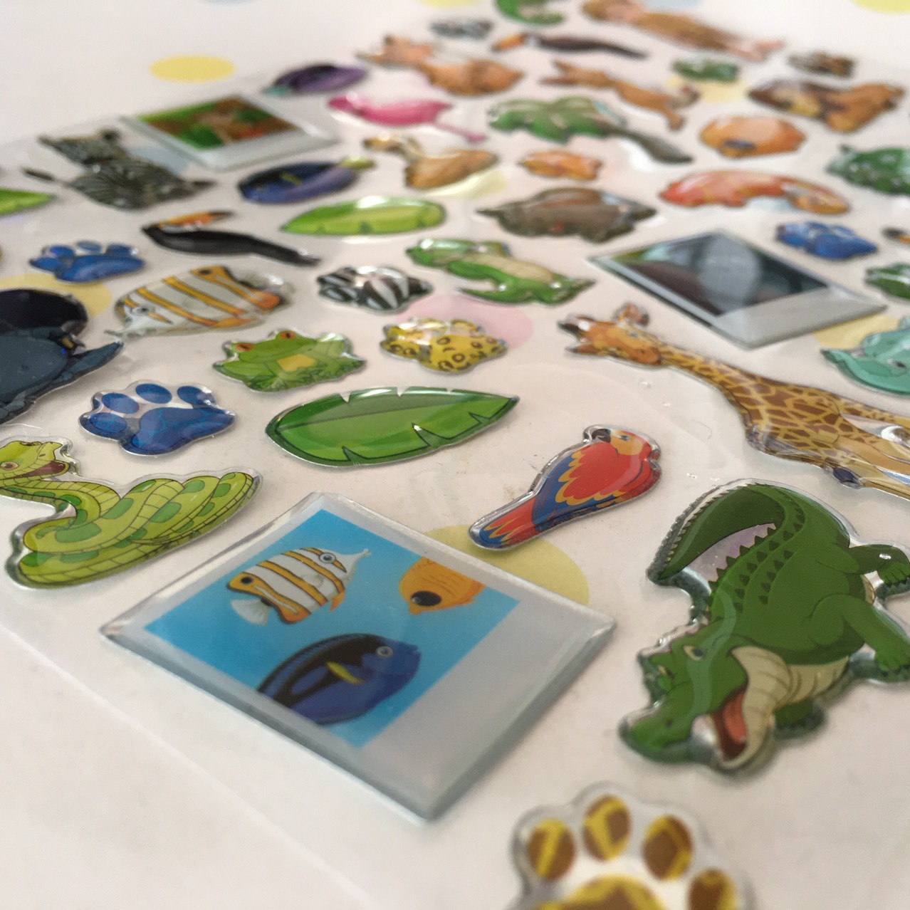 Custom Printing 3d Dome Epoxy Resin Sticker Sheet Kids Cute Animal Plants Fruit Sticker Decoration
