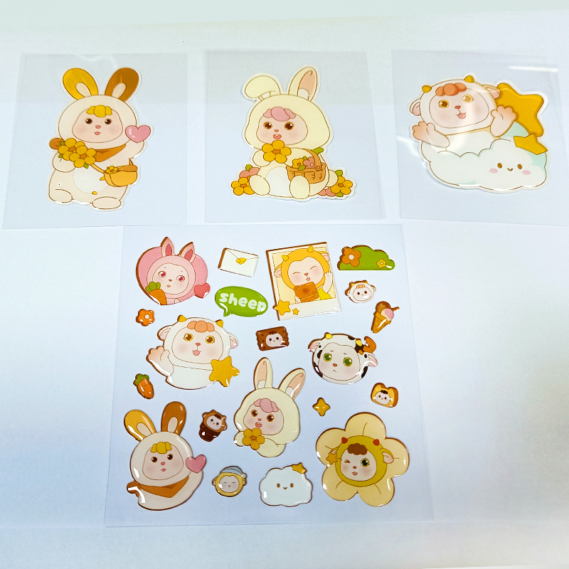 Customized 3d Clear Epoxy Gel Sticker for Girls, Cartoon Cute Resin Epoxy for Phone Water Bottle Deco