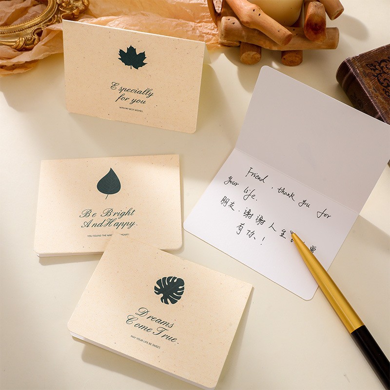 Thick Paper Matte 250GMS Greenery Small Thank You Card for Clients Customized Greeting Cards with Logo