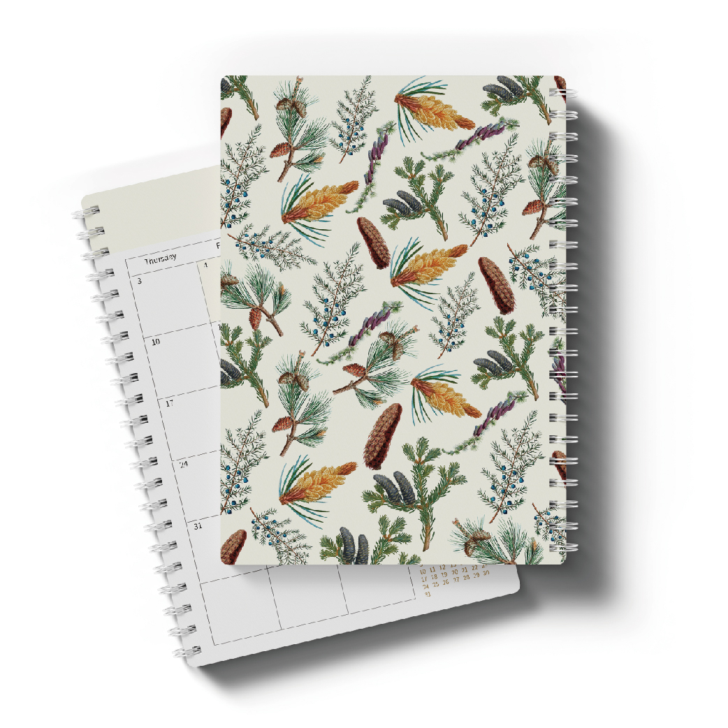 2025 Customizable Floral Cover Manifest Dairy Notebooks Twin-wire Biding 18 Monthly Planner Academic Planner And Journals
