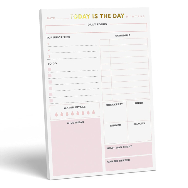 Personalized Pink Daily Planner Notepads To Do List Tear Off Notepad with Daily Checklist