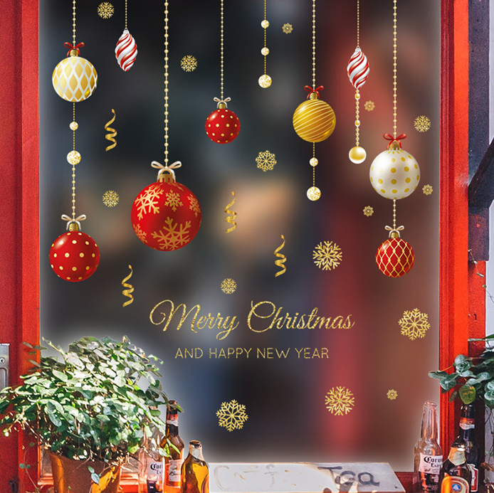 Cartoon Merry Christmas Decorative Window Stickers