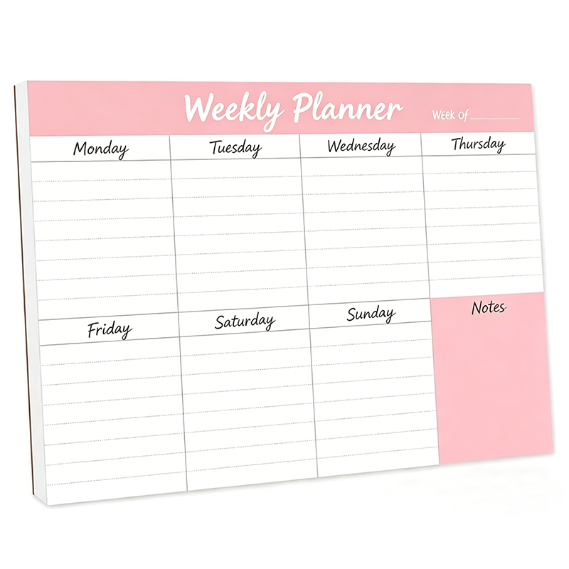 MW-510 Weekly Planner Pad Pink To Do List Notepad for Work & Home