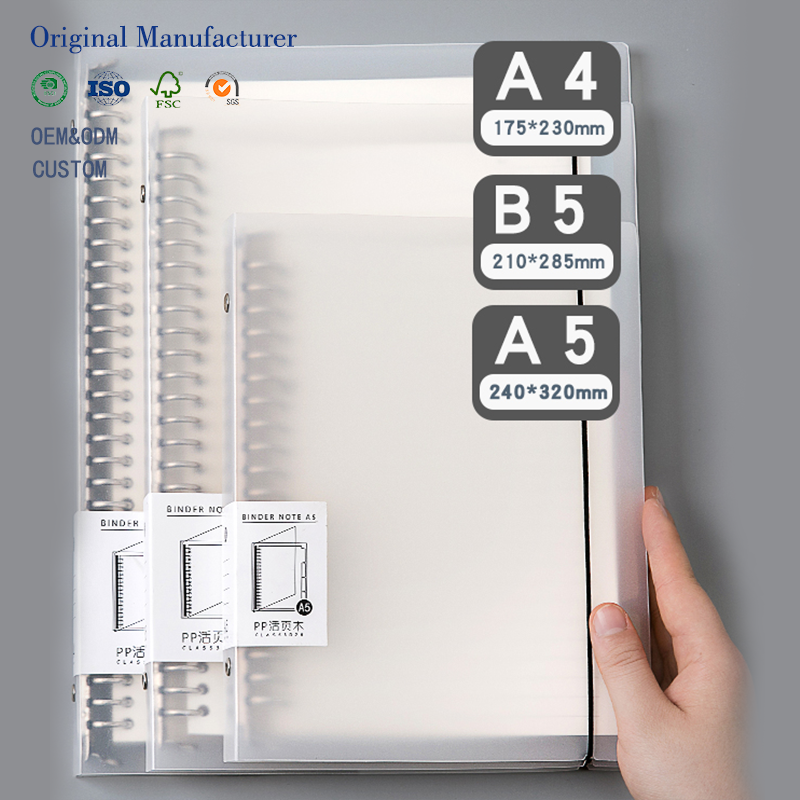 MW-611 Wholesale Loose Leaf Notebook Transparent PP Cover School Office Journal