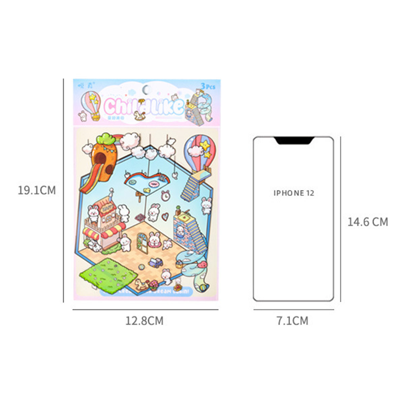 MW-577 Waterproof PET Isometric House Scene Journal Stickers