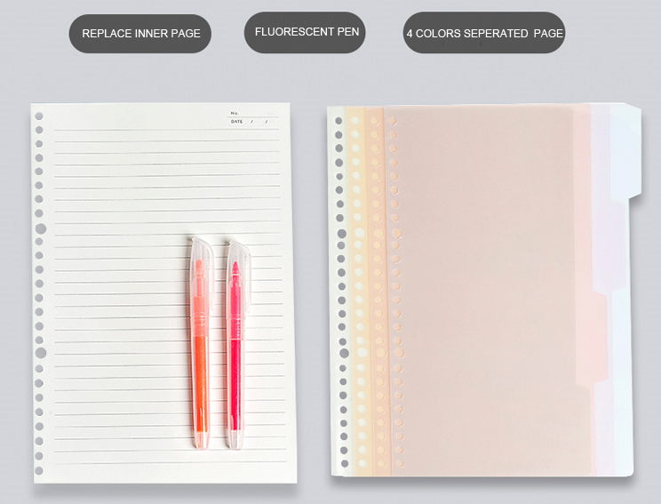 MW-611 Wholesale Loose Leaf Notebook Transparent PP Cover School Office Journal
