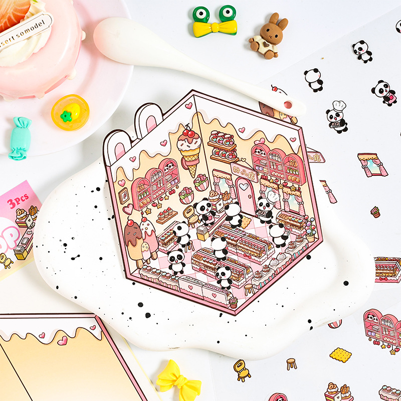 MW-577 Waterproof PET Isometric House Scene Journal Stickers
