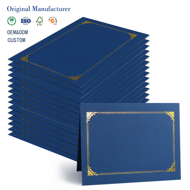 MW-450 Premium Navy Blue Diploma Paper Gold Foil Border Certificate Blanks
